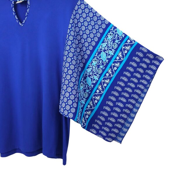 Chicos Pullover Top Womens 2 US L Paisley Handkerchief Batwing Sleeve Keyhole - Picture 12 of 16